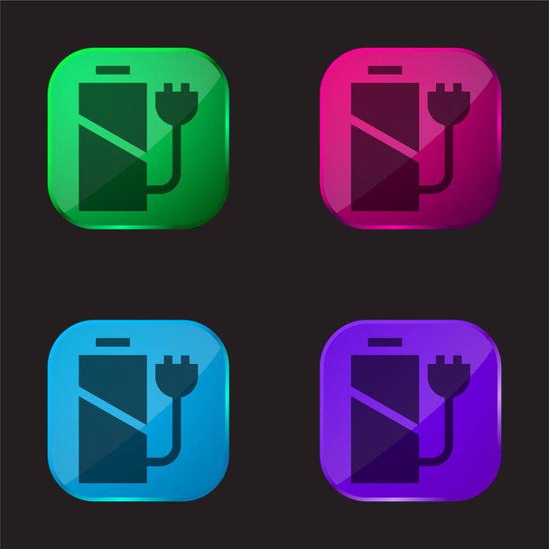 Battery Level four color glass button icon - Vector, Image