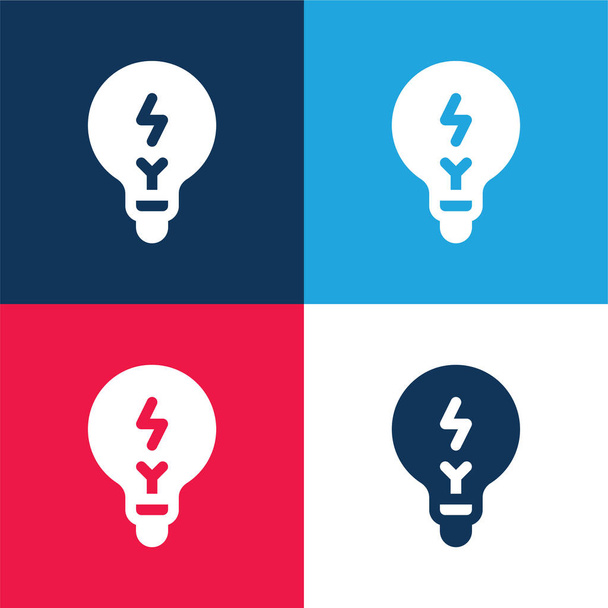 Lluvia de ideas azul y rojo conjunto de iconos mínimo de cuatro colores - Vector, Imagen