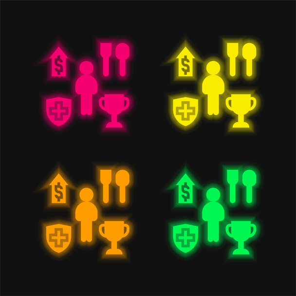 Használja ki a négy szín izzó neon vektor ikon - Vektor, kép