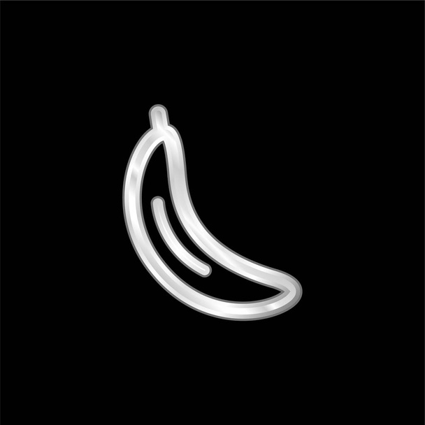 バナナ銀メッキ金属アイコン - ベクター画像