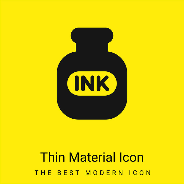 Botella de tinta mínima icono de material amarillo brillante - Vector, imagen