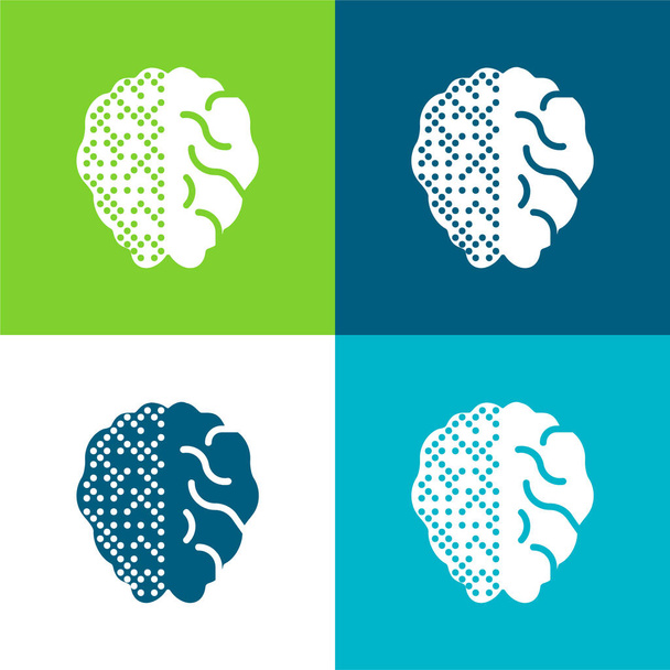 Мозок Плоский чотирикольоровий мінімальний набір піктограм
 - Вектор, зображення