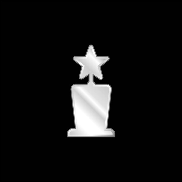 Award Star Trophy Shape silver plated metallic icon - Vector, Image
