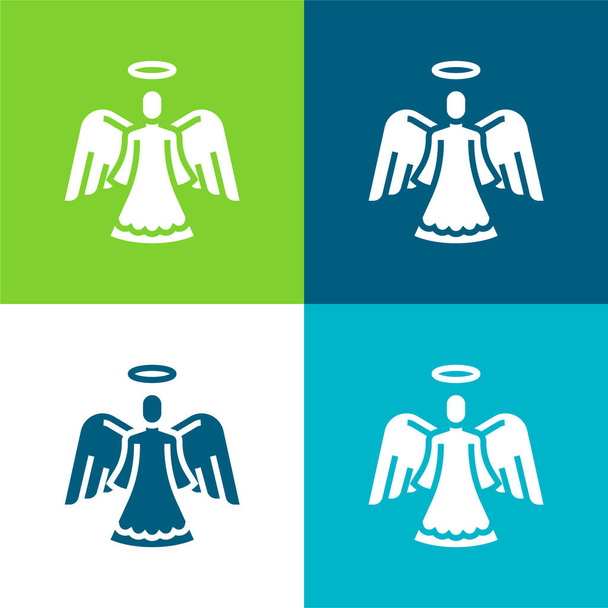 Angel Flat conjunto de iconos mínimos de cuatro colores - Vector, imagen