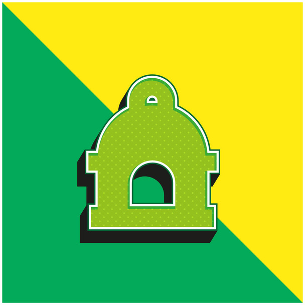 Bird House Logo icona vettoriale 3D moderna verde e gialla - Vettoriali, immagini