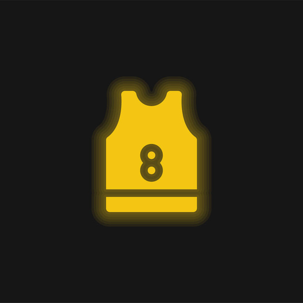 Jersey de baloncesto amarillo brillante icono de neón - Vector, Imagen