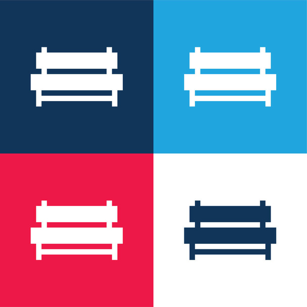 Скамейка синий и красный четыре цвета минимальный набор значков - Вектор,изображение