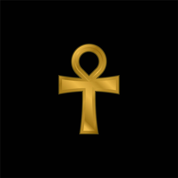 Ankh altın kaplama metalik simge veya logo vektörü - Vektör, Görsel