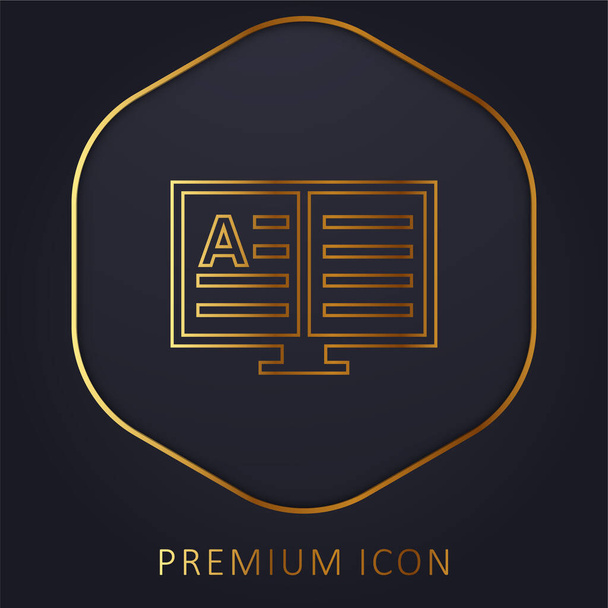 Livro linha dourada logotipo premium ou ícone - Vetor, Imagem