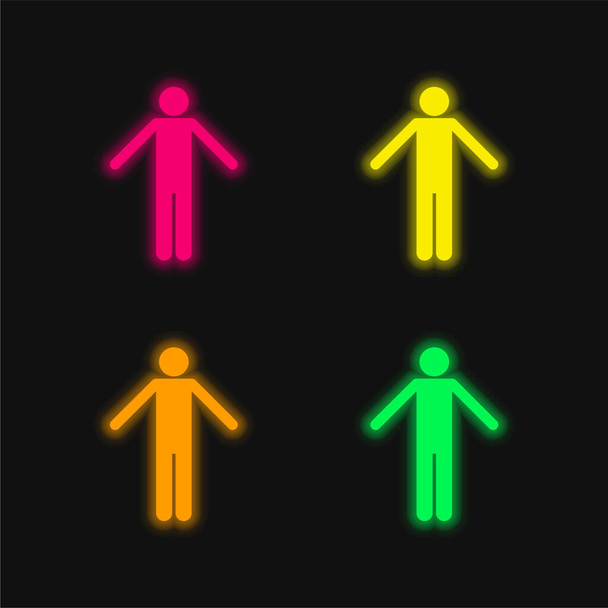 Basic Figure four color glowing neon vector icon - Vector, Image