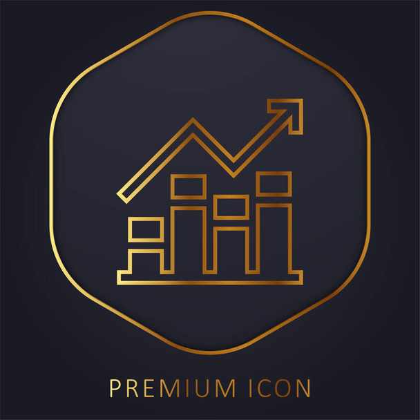 Bar Graph golden line premium logo or icon - Vector, Image