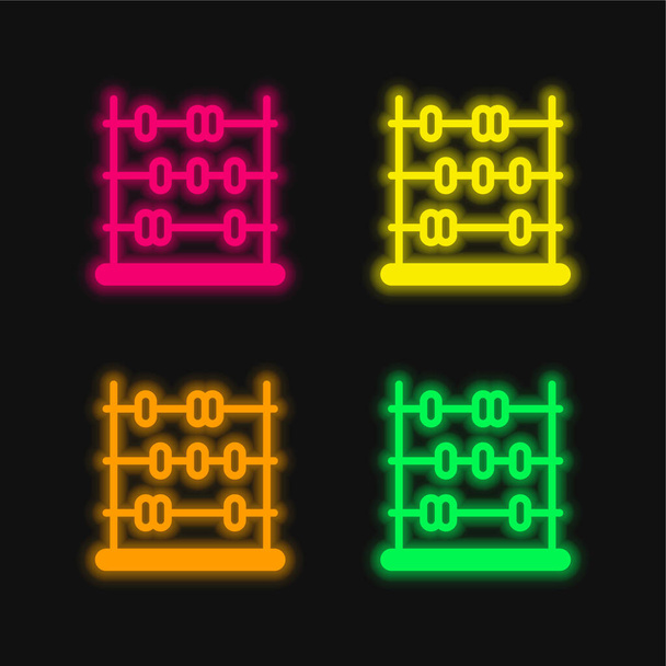Abacus cztery kolory świecące neon wektor ikona - Wektor, obraz