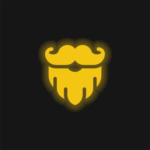 Baard geel gloeiende neon pictogram - Vector, afbeelding