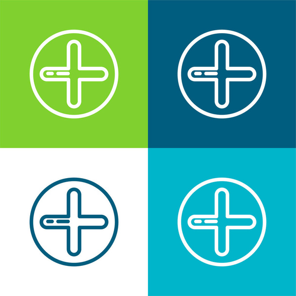 Añadir Plano de cuatro colores mínimo icono conjunto - Vector, imagen
