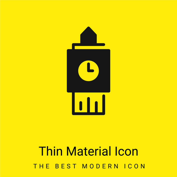 Big Ben minimaalinen kirkkaan keltainen materiaali kuvake - Vektori, kuva