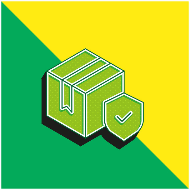 Scatola Logo icona vettoriale 3D moderna verde e gialla - Vettoriali, immagini