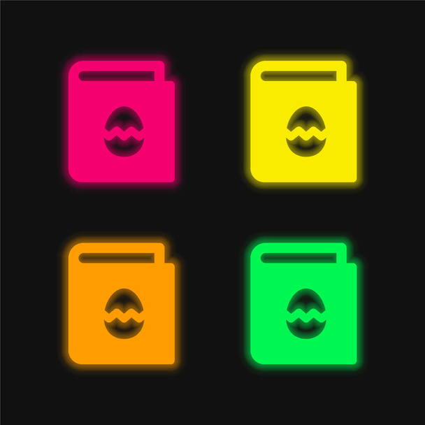 Book four color glowing neon vector icon - Vector, Image
