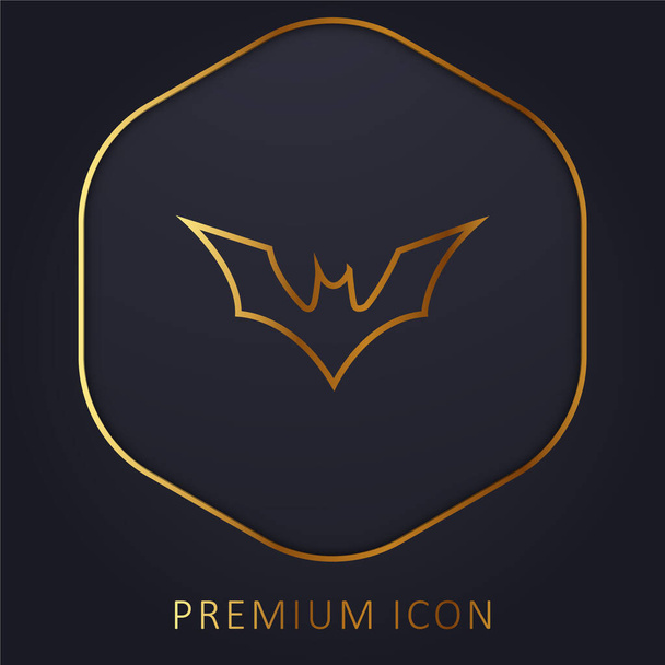 Bat With Raised Wings golden line premium logo or icon - Vector, Image