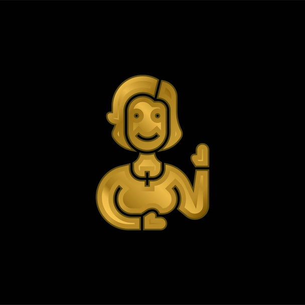 Tia banhado a ouro ícone metálico ou vetor logotipo - Vetor, Imagem