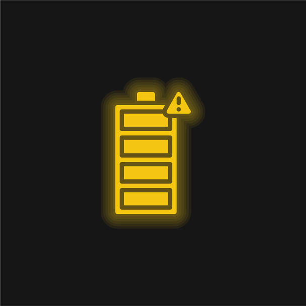 Bateria amarelo brilhante ícone de néon - Vetor, Imagem