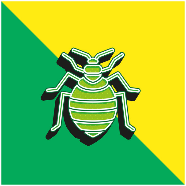 Bug de lit Logo vectoriel 3d moderne vert et jaune - Vecteur, image