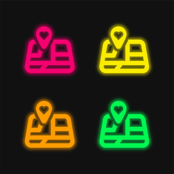 Könyvjelző négy szín izzó neon vektor ikon - Vektor, kép