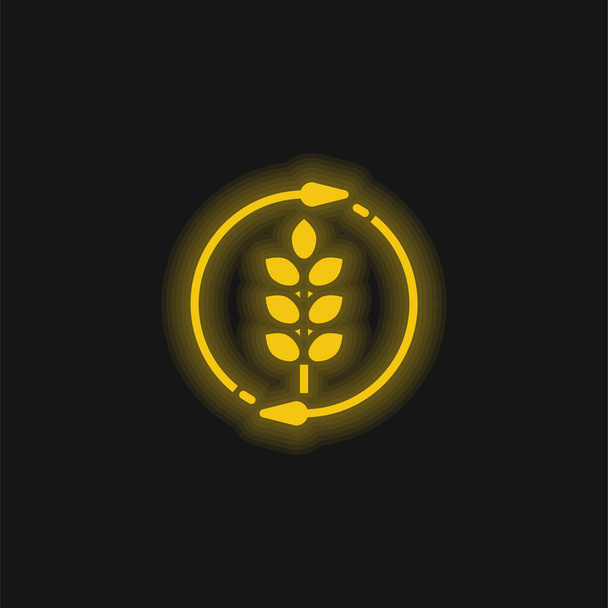 Agronómia sárga izzó neon ikon - Vektor, kép