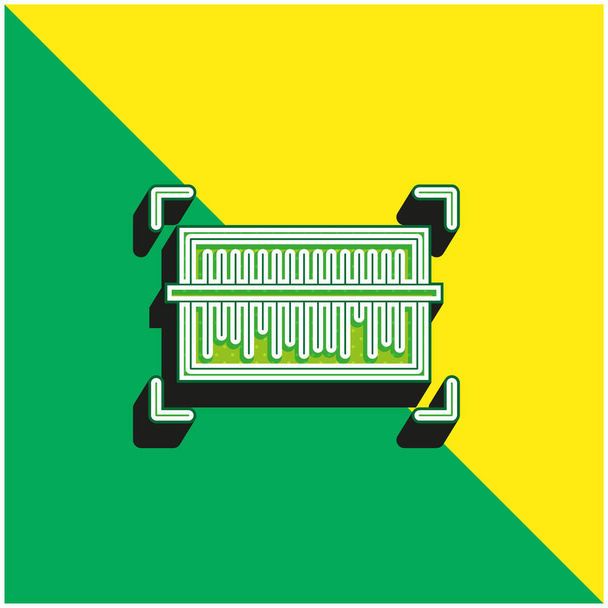 Código de barras verde y amarillo moderno vector 3d icono logo - Vector, Imagen