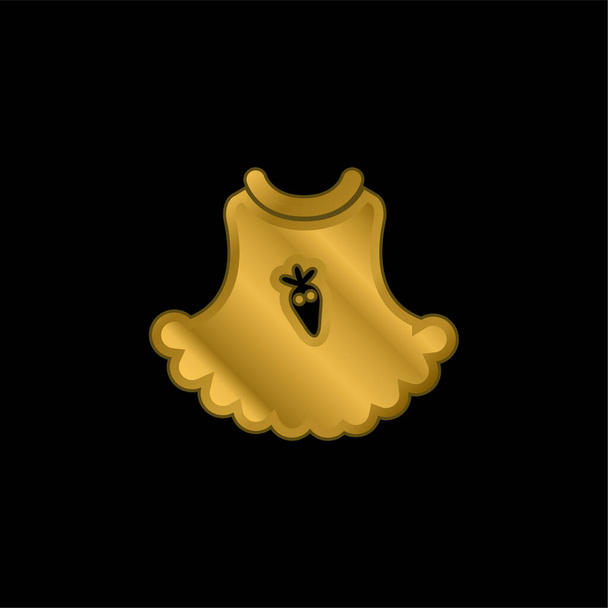 Çilekli Bebek Elbisesi Çizgi Filmi İllüstrasyon Altın Kaplama Metal Simge veya logo Vektörü - Vektör, Görsel