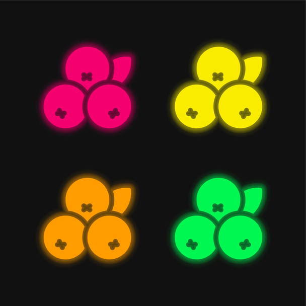 Acai τεσσάρων χρωμάτων λαμπερό εικονίδιο διάνυσμα νέον - Διάνυσμα, εικόνα