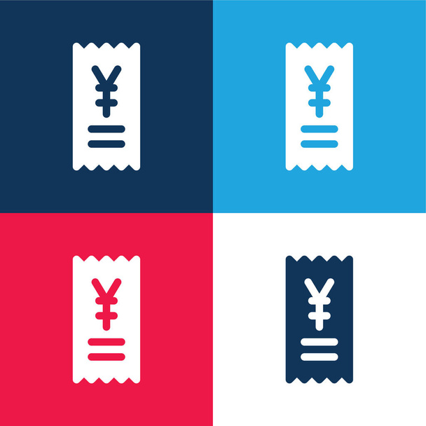 Bill blue und red four color minimal icon set - Vektor, Bild