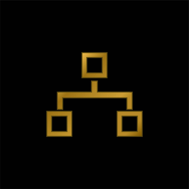 Блоки Схема Графічний позолочений металевий значок або вектор логотипу
 - Вектор, зображення