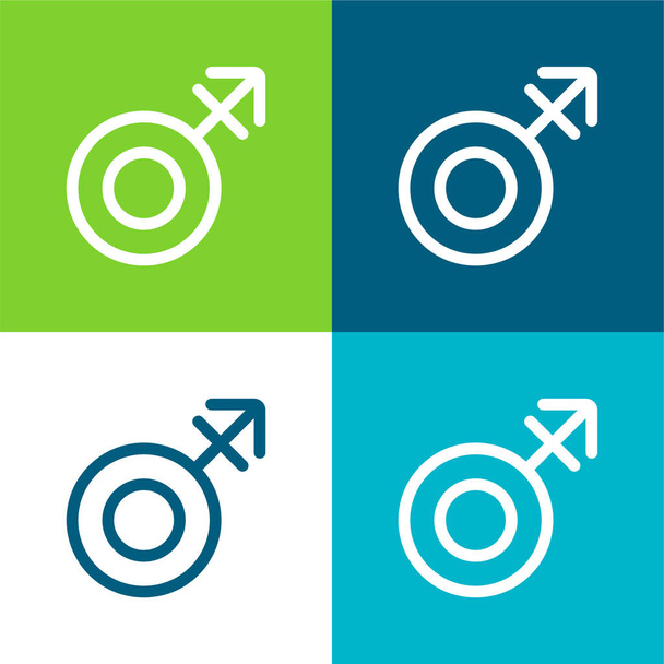 Androgyne Flat четыре цвета минимальный набор значков - Вектор,изображение