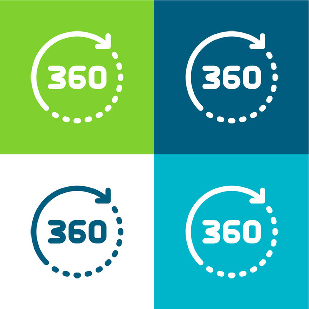 360 Grad Flache Vier-Farben-Minimalsymbolset - Vektor, Bild