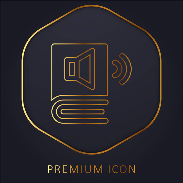 Audio Book línea de oro logotipo premium o icono - Vector, imagen
