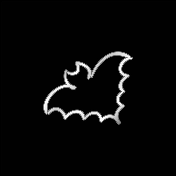 Bat Outline verzilverd metalen icoon - Vector, afbeelding