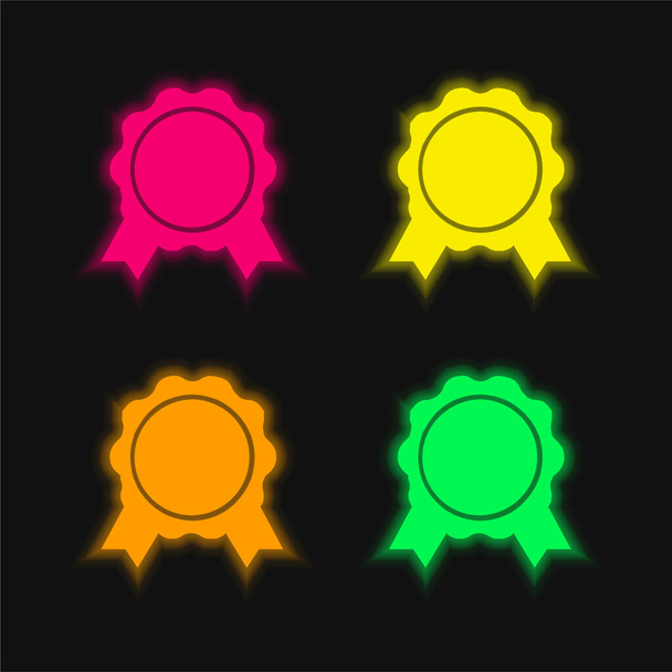 Award Badge four color glowing neon vector icon - Vector, Image