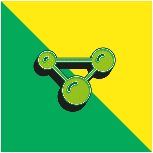 Atomen Groen en geel modern 3D vector pictogram logo - Vector, afbeelding