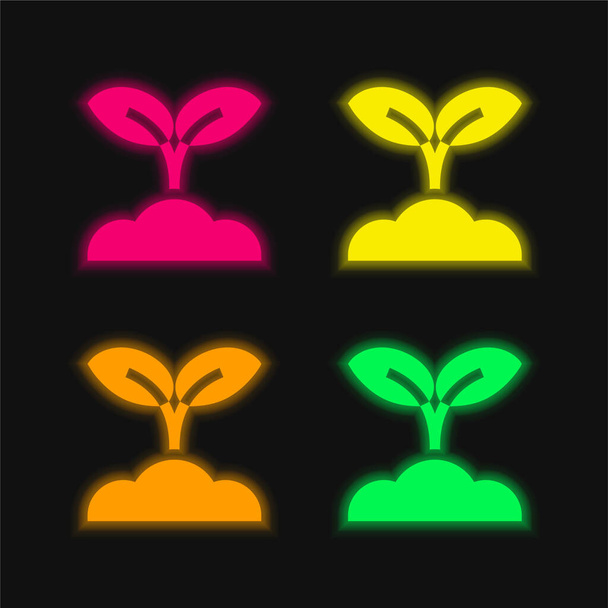Agricultura cuatro colores brillante icono de vectores de neón - Vector, Imagen