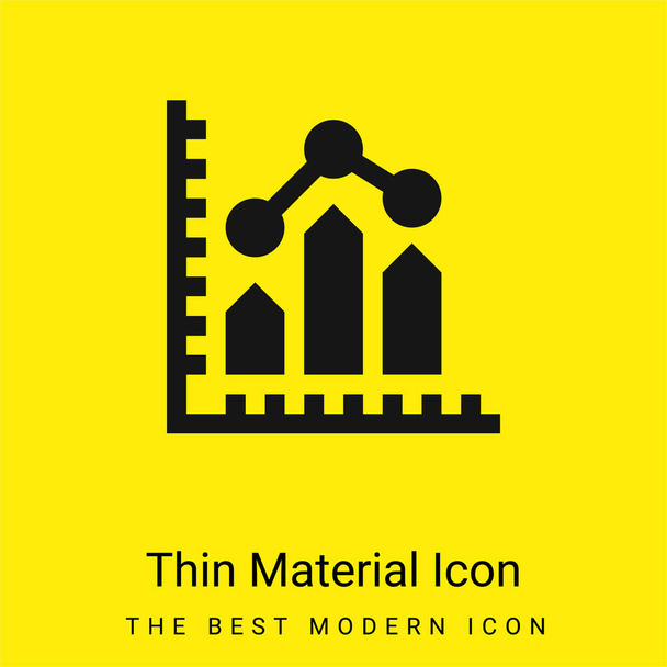 Bar Grafiek minimaal helder geel materiaal pictogram - Vector, afbeelding