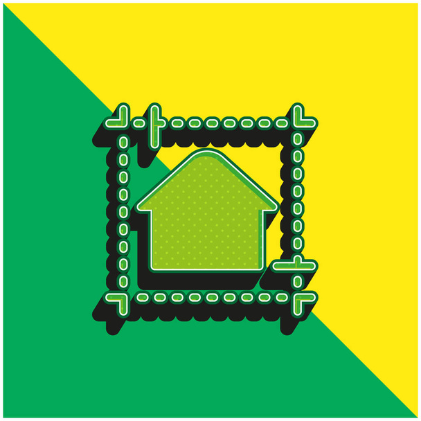 Blueprint Logo vectoriel 3D moderne vert et jaune - Vecteur, image