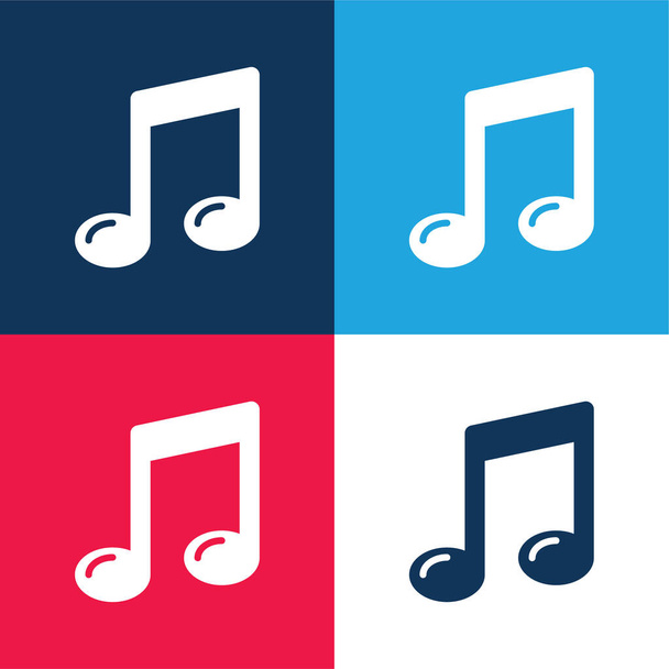 Big Quaver blue and red four color minimal icon set - Vector, Image