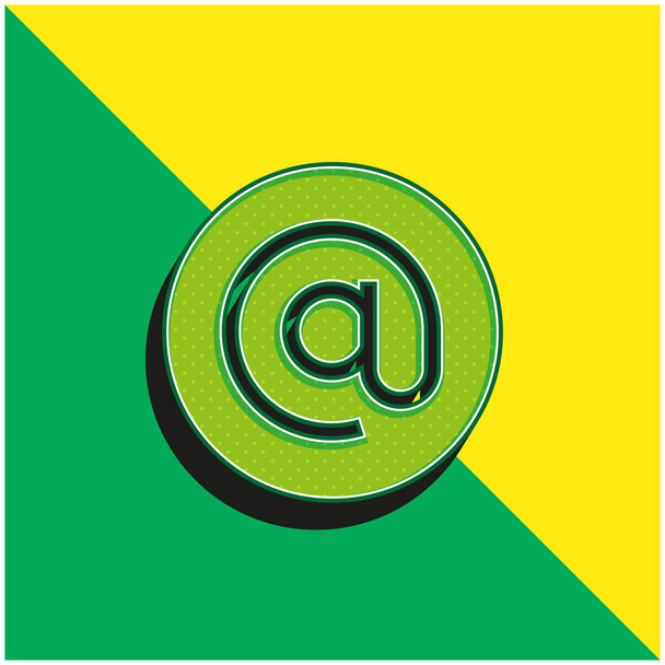 Arroba Yeşil ve Sarı 3D modern vektör simgesi logosu - Vektör, Görsel