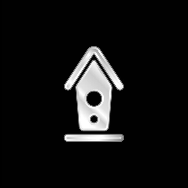 Birdhouse plateado icono metálico - Vector, imagen