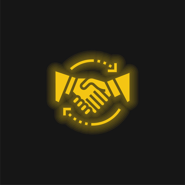 Accordo giallo incandescente icona al neon - Vettoriali, immagini