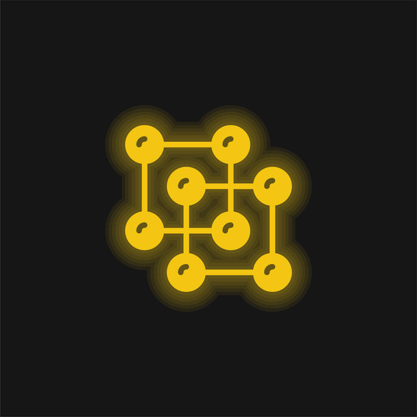 Atomi giallo brillante icona al neon - Vettoriali, immagini