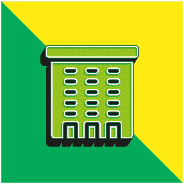 Apartamento verde y amarillo moderno 3d vector icono logo - Vector, imagen