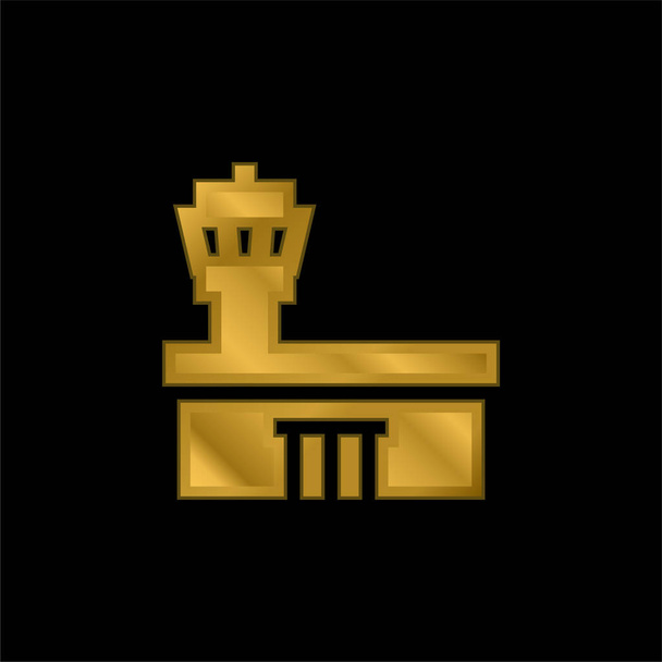 Lotniska złocone metaliczna ikona lub wektor logo - Wektor, obraz