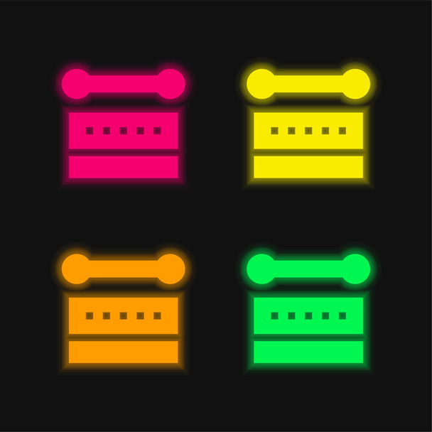 Bodhr n four color glowing neon vector icon - Vector, Image