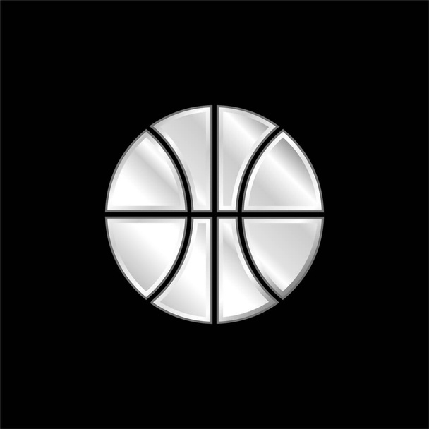 バスケットボールゲーム銀メッキ金属アイコン - ベクター画像